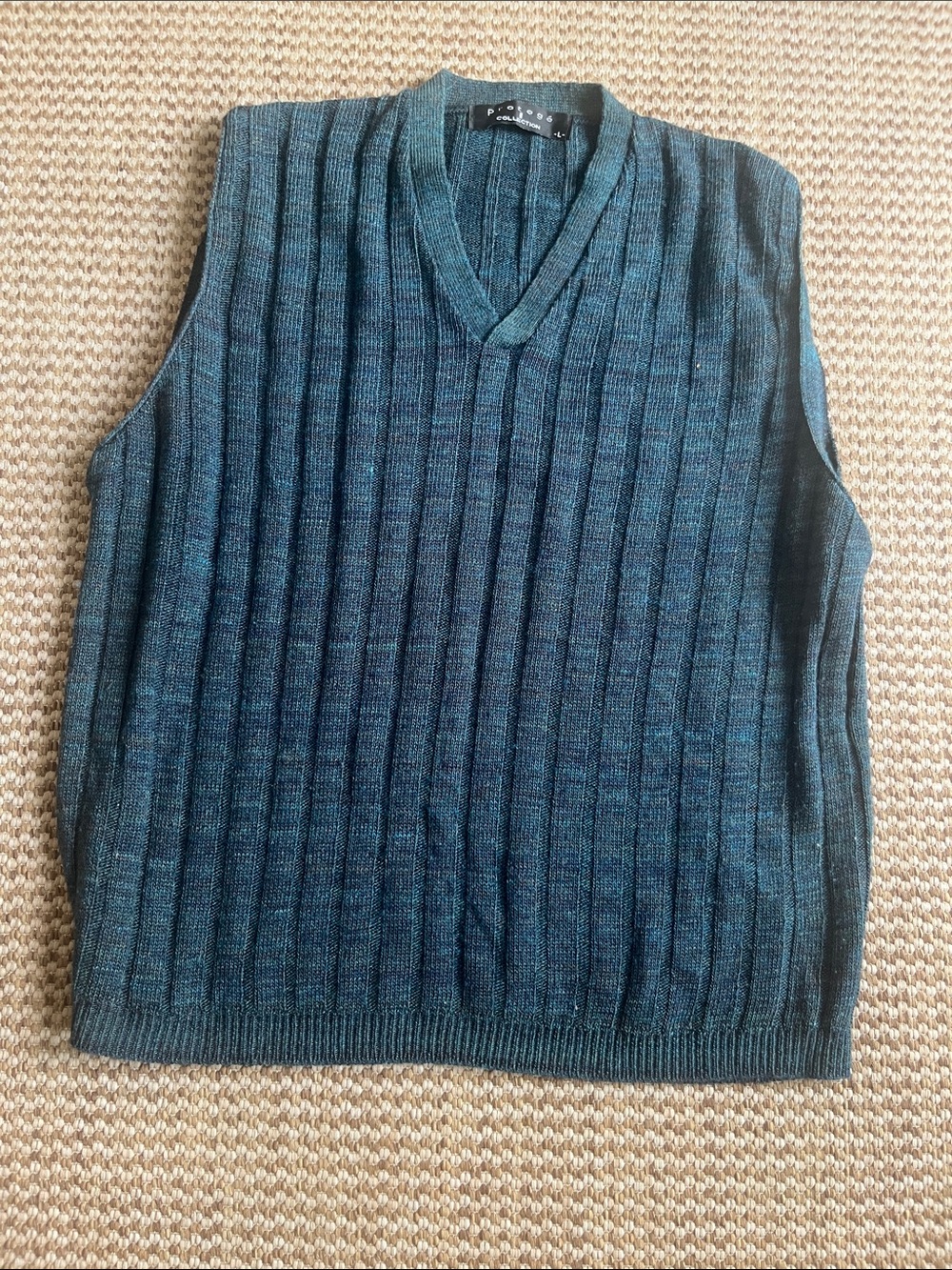 Men's Ribbed V-Neck Sweater Vest - Teal
